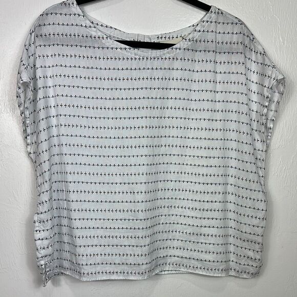 Cynthia Rowley Linen Bee Print Relaxed Fit Top Blouse Size L - Picture 1 of 6